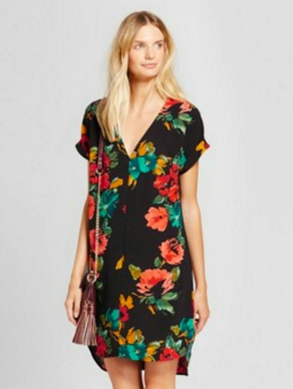 A New Day Target black floral colorful Shift dress